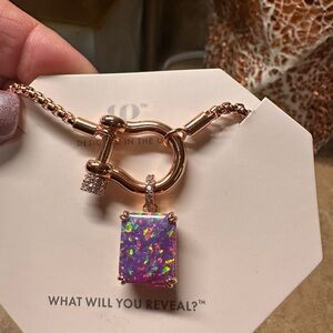 Bomb Party October 2025 rose gold lilac fire opal necklace